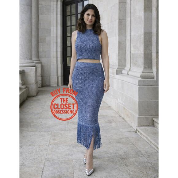 RARE!!! MANGO Co-Ord Set Knit Crop Top + Fringed Midi Skirt NWT - Picture 12 of 16